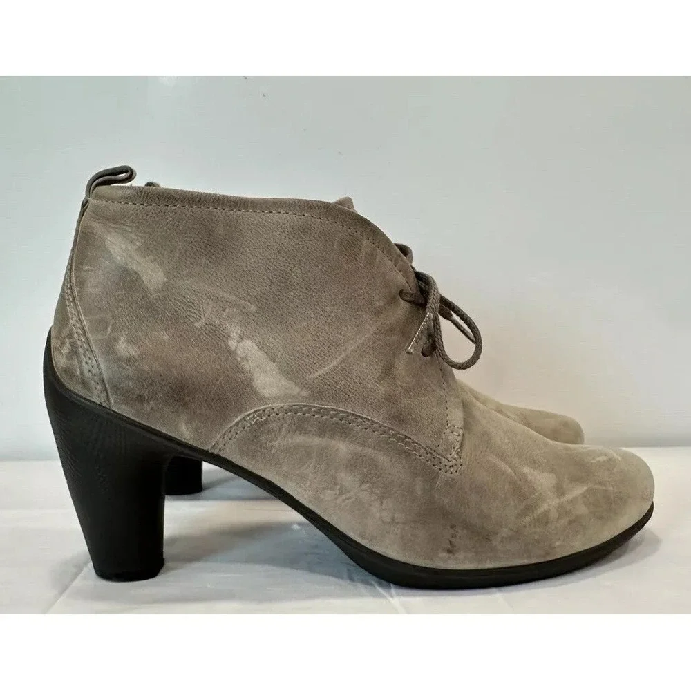 ECCO‎ Amber Sculptured Ankle Boot Gray Leather Lace Up / Womens 9